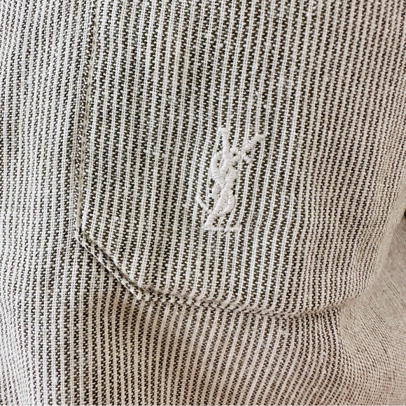 Vintage 90s Yves Saint Laurent YSL shirt oversized button down linen striped - Picture 3 of 7